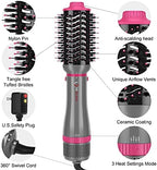 IG INGLAM 4 in 1 Blowout Brush, Negative Ion Detachable Hair Dryer & Styler Volumizer Hot Air Brush with 2 Styling Brush Heads, Silver