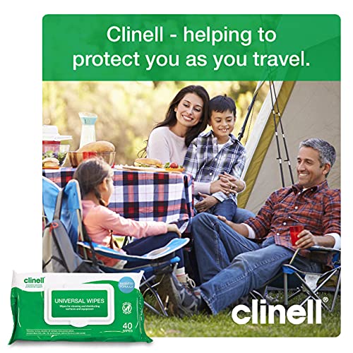 Clinell Universal Cleaning and Disinfectant Wipes for Surfaces - Pack of 24 - 40 Wipes per Pack (960 Wipes) - Clip Pack - Multi Purpose Wipes, Kills 99.99% of Germs, Quick Action