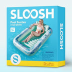 SLOOSH Inflatable Tanning Pool Lounger Float, 70" x 46" Pool Floats Adult with Pillow, 4 in 1 Suntan Tub Raft Floatie,Sunbathing Bed Lounge for Water Blow Up Kids Ball Pit Party Gifts, L-Cyan White