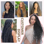 Goddess Box Braids Crochet Hair 14 Inch 7 Packs Boho Hair for Women Pre Looped Crochet Box Braids with Curly Ends, T1B/3/27