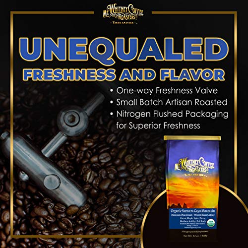 Mt. Whitney Organic Gayo Mountain Sumatra, Medium Dark Roast, Low Acid Coffee (Whole Bean, 12 Oz)