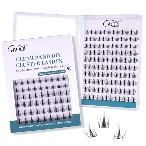 GAQQI Lash Clusters Manga Eyelash Clusters 10-14mm Wet Look Spiky Cluster Lashes 120PCS, Cluster Eyelash Extensions C Curl, Invisible Band Ultra-thin & Soft Clear Band False Lashes (HEROINE)