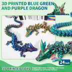 Large 3D Printed Dragon,24 Inch 3D Dragon Toys,Bigger Fidget Crystal Animals Toys, 3D Printed Articulated Animals for Home Office Car Desk Decor(Blue Green Purple)