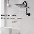 NearMoon S Shaped Shower Head Riser Pipe, Shower Extender Arm with Flange, Standard 1/2" Connection- Bathroom Accessory, 12 Inch (1 Pack, Matte Black)