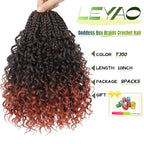 10 Inch Goddess Box Braids Crochet Hair 9 Packs Pre Looped Boho Crochet Box Braids for Black Women Synthetic Braiding Hair with Curly Ends (T350)