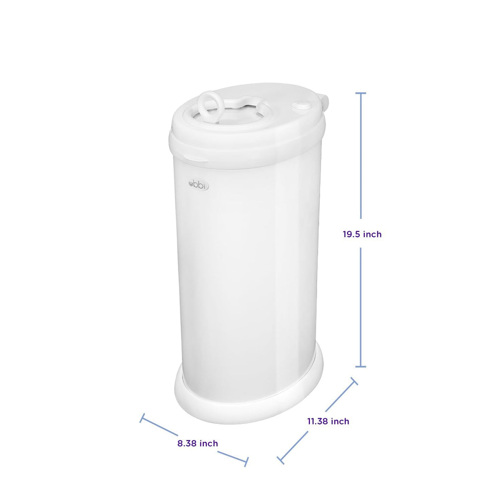 Ubbi Stainless Steel Diaper Pail, No Special Bags, Odor-Locking, White