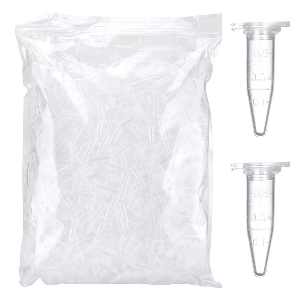 BKMAMLAB 0.5ml Microcentrifuge Tubes 1000pcs, EO Sterilized Plastic Small Vials with Caps for Sample Storage Without Leakage(1000)