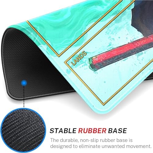 MTG Playmat Stitched Edges, MTG Mats with Zones for MTG TCG 24 x 14 inches Trading Card Inked Game Playmats with Storage Bag Smooth Rubber Surface Battle Game