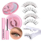 JIMIRE Magnetic Eyelashes with Applicator Soft Magnetic Lashes Black+Brown Reusable Comfortable Magnetic Eyelashes Natural Look Lash Primer No Glue No Eyeliner Needed Soft Magnets Eyelashes
