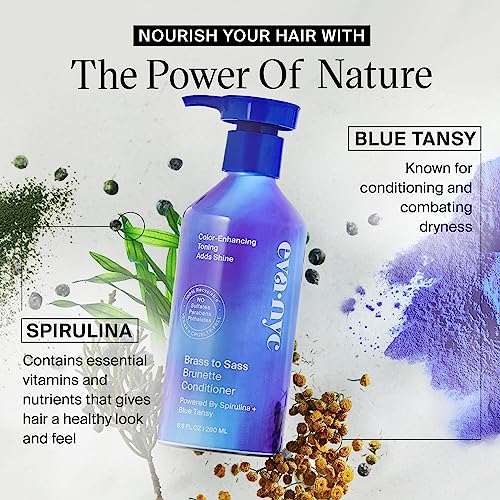 Eva NYC Brass to Sass Brunette Conditioner, Blue Conditioner for Brassy Hair, Neutralizes Brassy Red and Orange Tones, 8.8 fl oz
