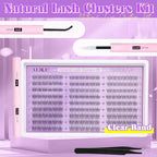 ALICE Natural Lash Clusters Kit Clear Band Wispy Lash Extension Kit Cluster Eyelash Extension Kit 162pcs C Curl 11-13mm Individual Lashes with Lash Glue Bond and Seal and Tweezers DIY at Home