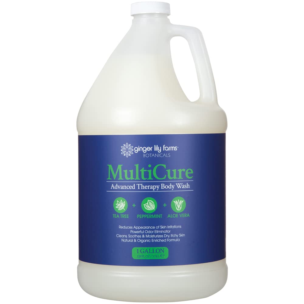 Ginger Lily Farms Botanicals MultiCure Advanced Therapy Body Wash with Tea Tree Oil, Peppermint and Aloe Vera, 100% Vegan & Cruelty-Free, 1 Gallon (128 fl oz) Refill