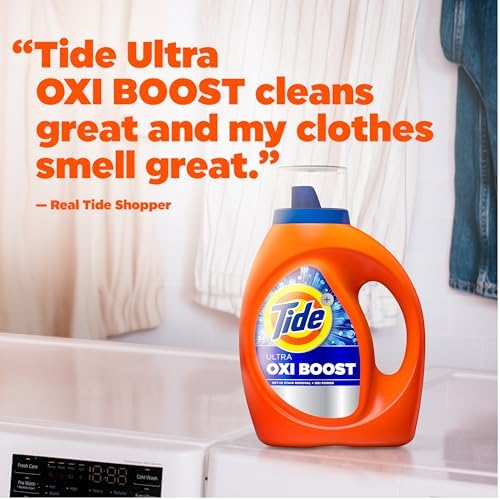 Tide Ultra Oxi Boost Liquid Laundry Detergent, 92 fl oz, 65 Loads, Advanced Stain Remover, Laundry Detergent Liquid with Extra Oxi Power