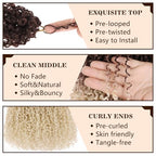 COOKOO 8 Inch Pre Looped Yanky Twist Crochet Hair 8 Packs Short Yanky Passion Twist Hair Bohemian Yanky Twists Crochet Hair Fluffy Mini Twist Crochet Hair Pre-twisted Curly Crochet Braiding Hair