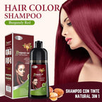 Natural Hair Dye Shampoo 3 IN 1, Hair Color for Gray Hair Coverage, Hair Coloring Shampoo for Women, Color Shampoo Beard Dye for Men, Vegan Ammonia Free Hair Shampoo (BURGUNDY RED)