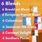 Ground Coffee | Gift Set Sampler Pack Variety Medium, Dark, & Flavored Roast Low Acid Mold Free Pouches | Gourmet Bulk Packets | Highest Rated Individual Premeasured Powder Bags for 12 Cup Drip Maker