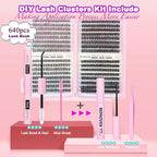 DAODER Wispy Lash Extension Kit 640Pcs Cluster Lashes Natural Look, Short Lash Clusters Kit 9-13mm 30D 40D 50D 60D D Curl Individual Lashes Kit with Lash Bond Seal Remover(30D+40D+50D+60D Kit 9-13mm)