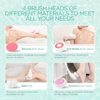VOYOR Electric Body Brush Back Scrubber for Shower Rechargeable Exfoliating Bath Brush Powered Shower Brush with Non-Slip Long Handle Deep Cleansing, Exfoliation, Massaging Spin Brush BC100 (Pink)