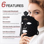 Red Light Mask - 7 Colors Red Light Mask for Face, Facial Skin Care at Home, Cordless, Ergonomic Design and Rechargeable for Home - Black