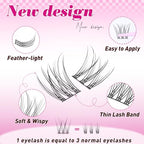 Natural Lash Clusters Kit Wispy 9-14MM Cluster Eyelash Extensions C Curl Eyelash Clusters Thin Band Individual Lashes DIY Lash Extension Kit with Lash Remover for Self Application by Delyneph