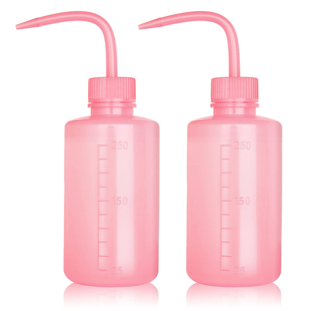 Melphoe Tattoo Wash Bottle Squeeze, 2Pcs 250ml Water Squirt Bottle Succulent Watering, Safety Rinse Watering Tools, Tattoo Supplies, Irrigation Sprinkling Can Wash Plant (Pink)