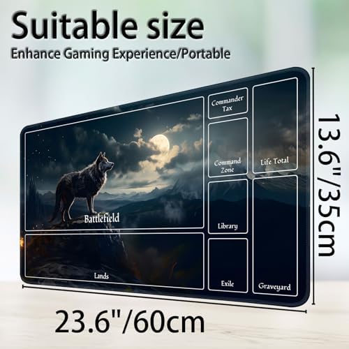 for MTG Game Playmat, for Magic TCG Rubber Play mat,Tabletop Card Playmats with Smooth Surface,Trading Card Inked Game Mat with New Zones,Battle Game,Sky Wolf