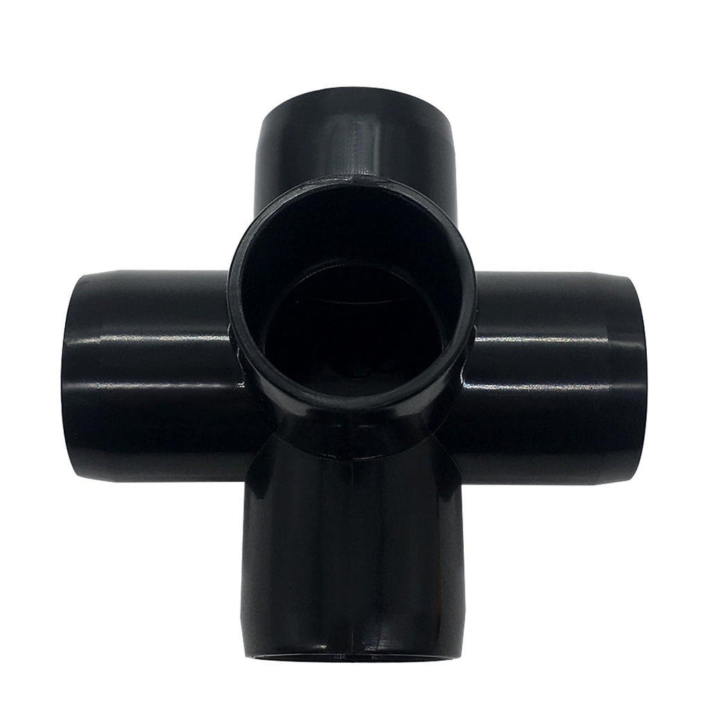 ANPTGHT 3/4“ Tee PVC Fitting 5 Way Elbow Connector, Furniture Grade 90 Degree Elbow Side Outlet, PVC Corner Fittings for Building Furniture Greenhouse Shed Tent Connection (Black-Pack of 8)