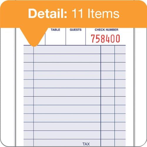 Adams Guest Check Pad, Single Part, White, 3-11/32" x 5-7/16", 100 Sheets/Pad, 12 Pads/Pack (2100-12)