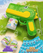 Bubble Gun 2 Packs for Kids, Automatic Bubble Machine with 2 Bottles &25 Bags Refill Solution, Bubble Maker Gifts for Kids, Outdoor Game Toys for Boys&Girls Ages 3+ (Green&Pink(8-Hole))