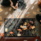 DEGDFSGR for MTG Playmat with Zones 24 x 14 inches for TCG Playmats MTG Mat Non-Slip Rubber Base Commander Playmat for Card Play mat Iorcana Trading Card Game, Mushroom Red Flower