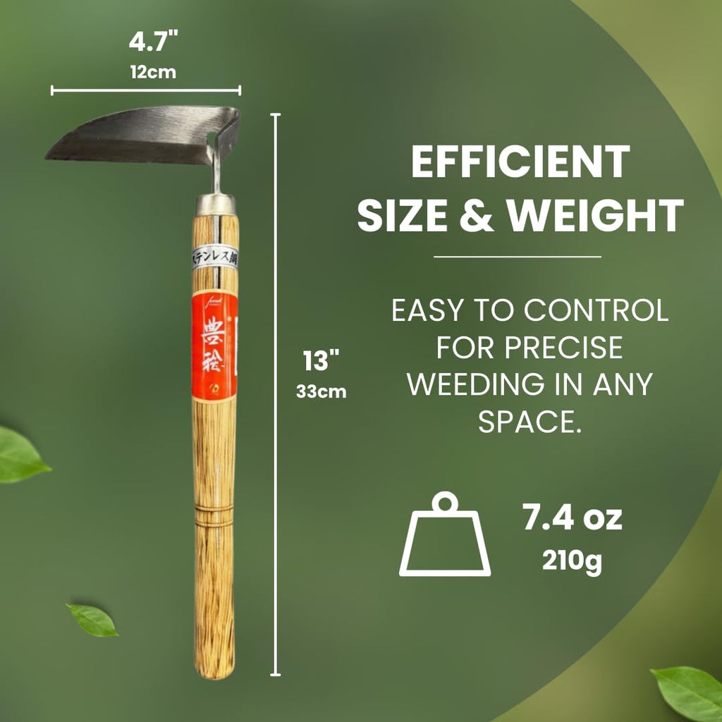 forest Originals Hounen Miyawaki Nejiri Kama Weeder – Japanese Weeding Sickle, Twisted Stainless Steel, 4.7 in (12 cm) Blade, 13 in (33 cm), Root Slicer for Garden Beds & Crabgrass, Made in Japan