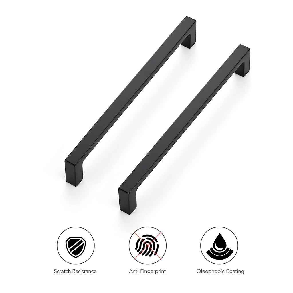 Ravinte 15 Pack Solid 6-1/4 Inch Kitchen Square Cabinet Handles Matte Black Pulls Drawer Pulls Kitchen Cabinet Hardware Flat Black Handles