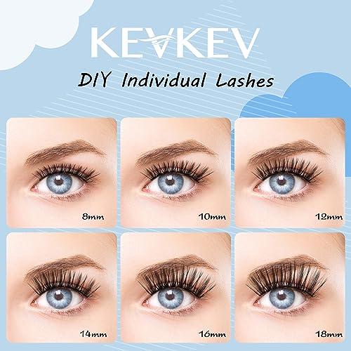 KevKev Lash Clusters Individual Lashes 3D Fluffy Eyelash Clusters 320 Pcs Cluster Lashes 30+40+50D Wispy Volume Lashes DIY Lash Extensions Thin Band & Soft (Fluffy 30+40+50D,D-8-16mix)