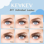 KevKev Lash Clusters Individual Lashes 3D Fluffy Eyelash Clusters 320 Pcs Cluster Lashes 30+40+50D Wispy Volume Lashes DIY Lash Extensions Thin Band & Soft (Fluffy 30+40+50D,D-8-16mix)