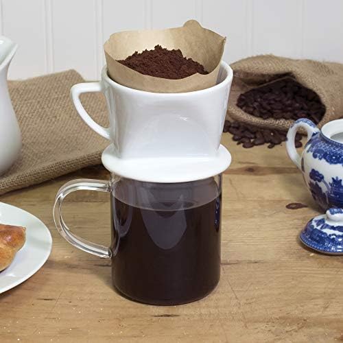 Fino Coffee Filter Cone, Fine White Porcelain, Number 1-Size, Brews 1-2 Servings