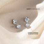 In Season Jewelry Sterling Silver 4mm Bezel Cubic Zirconia Toddler Girls Safety Screw Back Earrings - Lightweight and Hypoallergenic Safe for Babies Girls (Clear CZ)