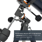 Celestron – AstroMaster 114EQ Newtonian Telescope – Manual Reflector for Beginners – Aluminized Mirror – Adjustable-Height Tripod – Includes Accessories Plus Astronomy Software Package