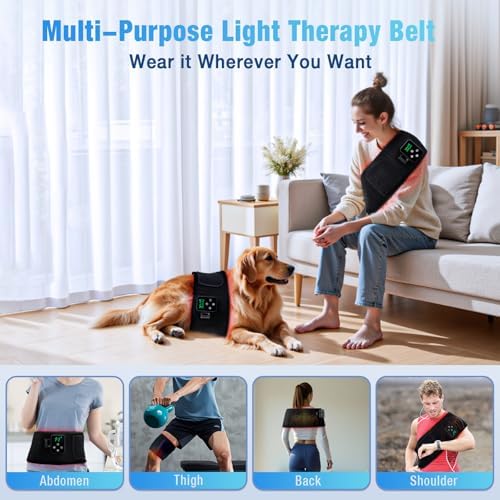 2-in-1 Red Light Therapy Belt, Wired & Wireless Controller with 3000mAh Battery Rechargeable Magnetic LED Screen Controller, 49" * 7" Infrared Red Light Therapy for Body for Muscle Pain Relief