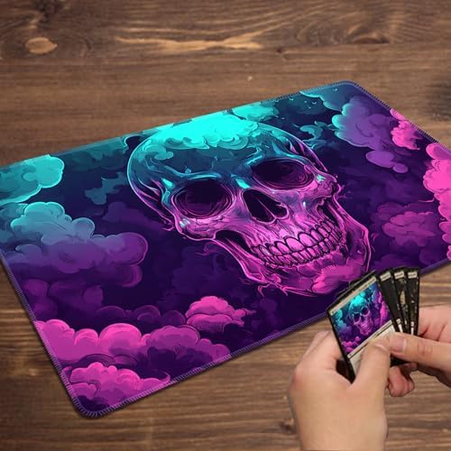 MTG Playmat Magic Card Playmat Game Mat,TCG & CCG Card Games Mat with Free Storage Bags Size 24 x 14 Inches (No with Zones,Skeleton3)