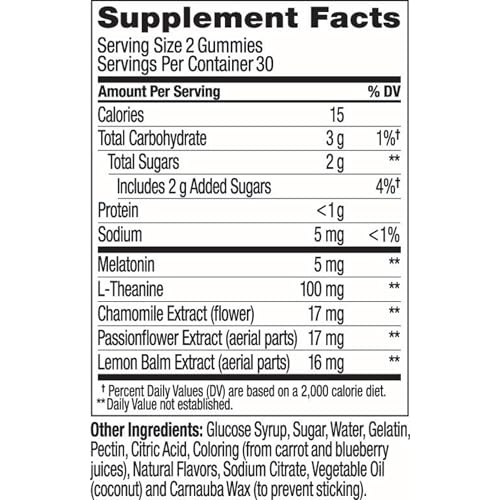 OLLY Extra Strength Sleep, 5 mg Melatonin L-Theanine, Chamomile and Botanicals - 60ct Pouch