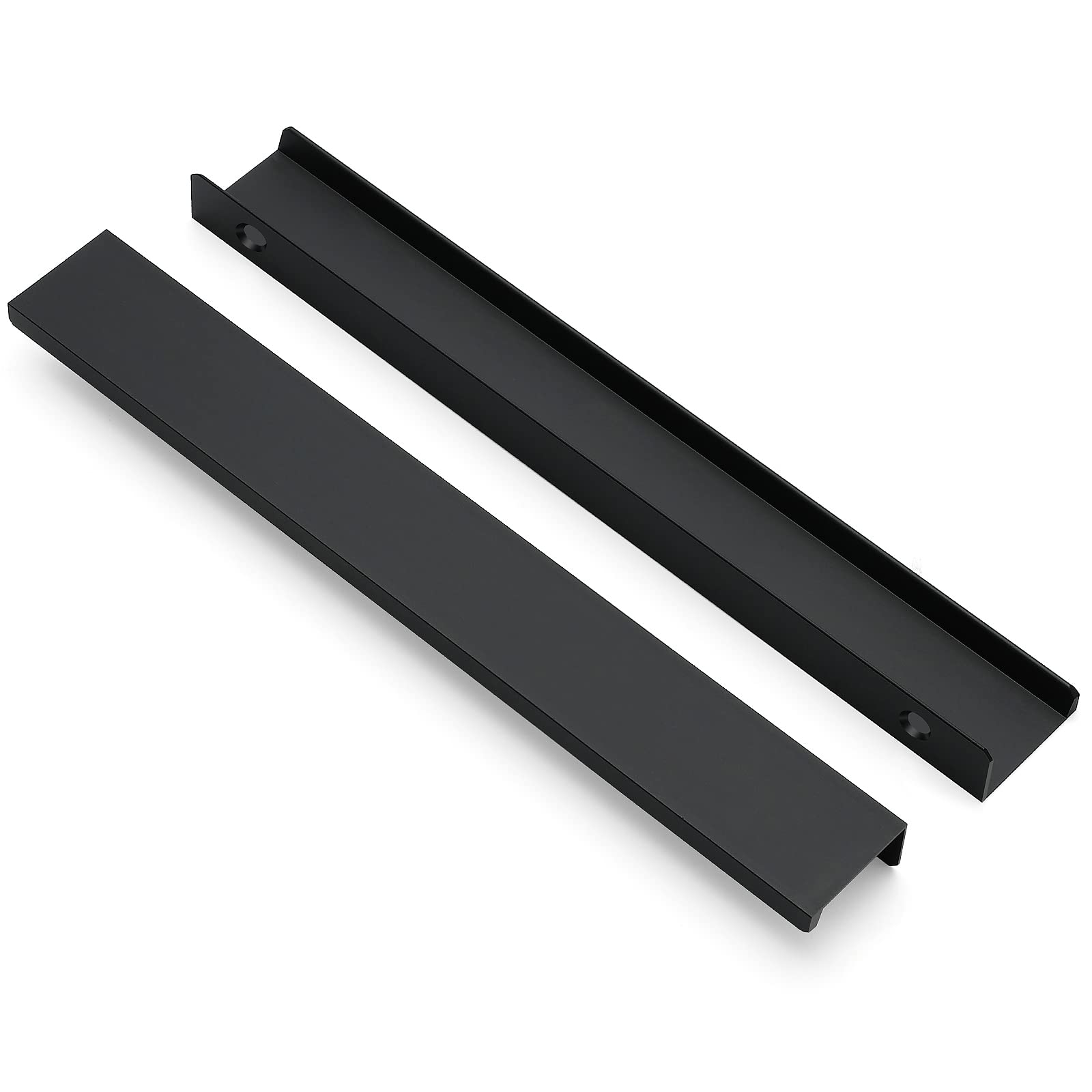 Ravinte 6 Pack Finger Pulls for Cabinets 250mm/9.84" Length Black Edge Pulls Matte Black Finger Cabinet Concealed Handles for Kitchen Drawer Tab Handle