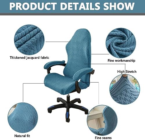 OQHAIR 4 Pieces Ergonomic Gaming Chair Cover with Armrest Soft Jacquard Gaming Chair Slipcover Anti Slip Gaming Chair Cover for Reclining Racing Gaming Gaming Chair -Light Gray