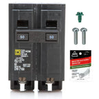 FalconSupply Genuine Square D HOM250 50 Amp Double Pole Circuit Breaker Kit