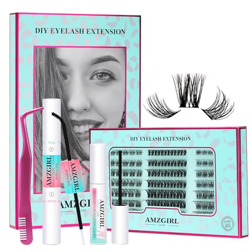 Diy Lash Extension Kit Eyelash Clusters Individual Lashes Extensions Kits With Cluster Lashes Wispy,Lash Bond & Seal,Eyelashes Remover And Applicator at Home Lash Extensions Kit(ASA,D-Mix8-16mm kit)
