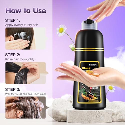 leorx Hair Dye shampoo 3 In 1, Dark Wine Red Instant Herbal Hair Color Shampoo Cover Gray Hair For Women&Men - Color Your Hair with Ease - Tintes Para El Cabello Profesional
