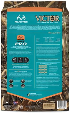 Victor Super Premium Dog Food – Realtree MAX-5 PRO Dry Dog Food – 30% Protein, Gluten Free for Active Adult Dogs, 40lb