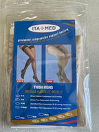 ITA-MED Sheer Thigh High Compression Stockings for Women, 20-30 mmHg Medical Compression Socks, Closed Toe