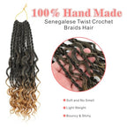 16 Inch Senegalese Twist Crochet Hair with Curly Ends - 8 Packs Boho Island Twist Crochet Hair Pre Looped Goddess Crochet Twist Hair for Black Women Braids Hair Extensions 1B/27