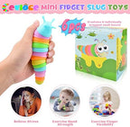 Cevei Cevoce Sensory Slug Fidget Toys for Adults & Kids - 6Pc Cute Autism Sensory Toy Set for Autistic Children, Ages 3+, (5.8 Inch)