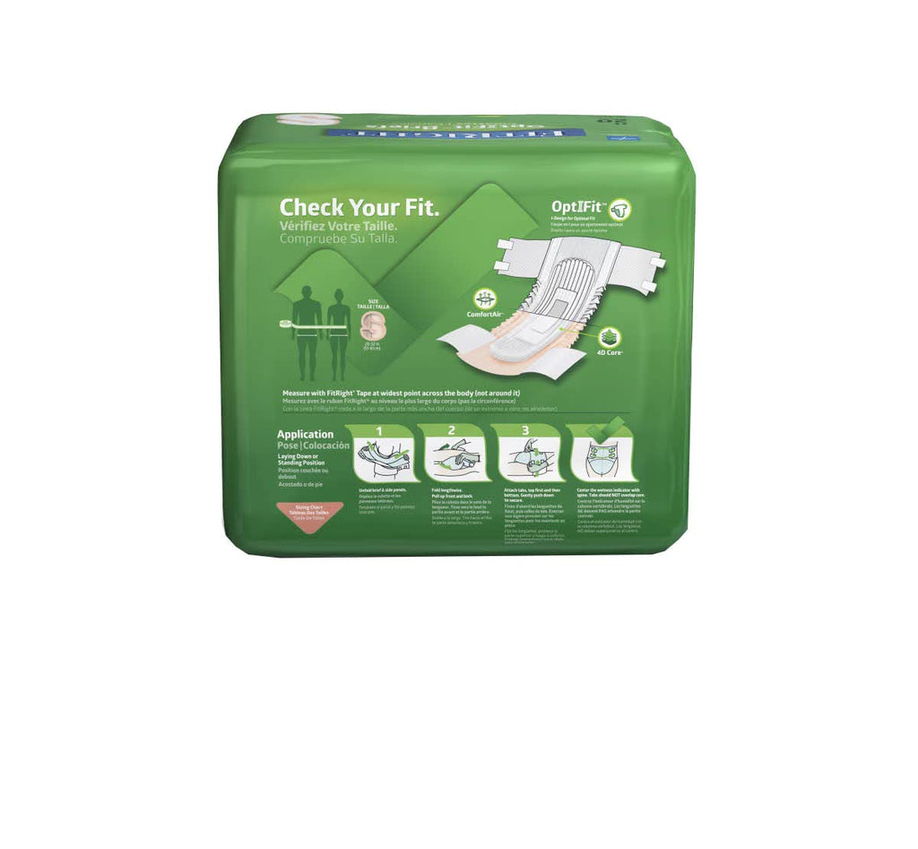 FitRight OptiFit Extra Adult Briefs, Incontinence Diapers with Tabs, Moderate Absorbency, Small, 20 to 32", 20 Count